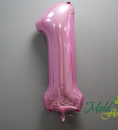Balon cifra din folie "1" roz foto 394x433